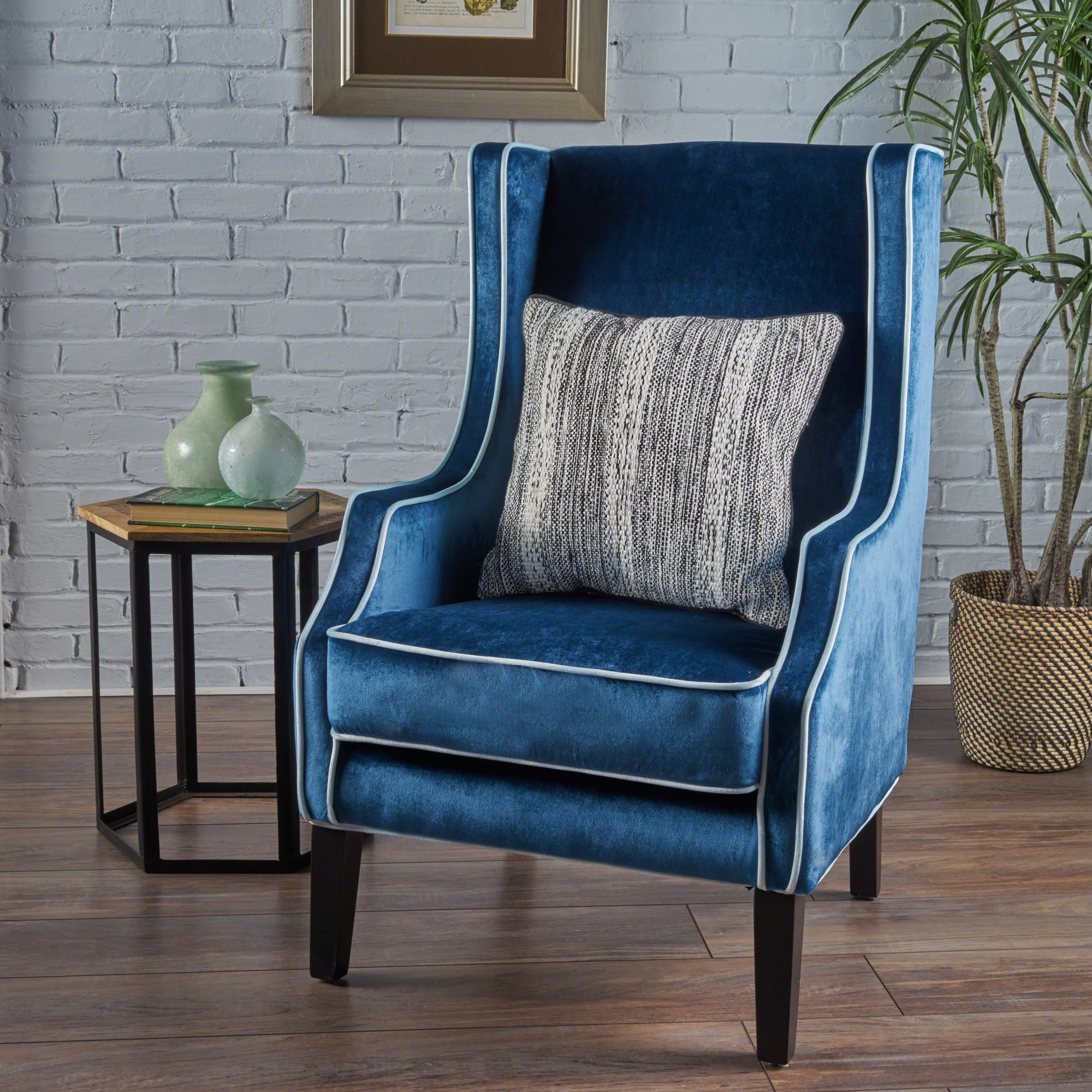 Edell Velvet Wingback Accent Chair