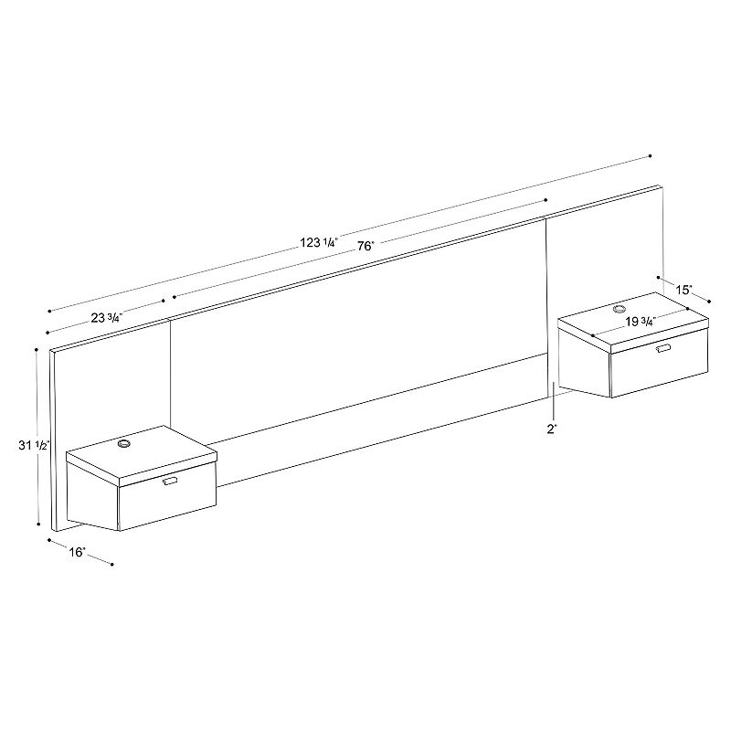 Prepac Series 9 Designer Floating Headboard - King