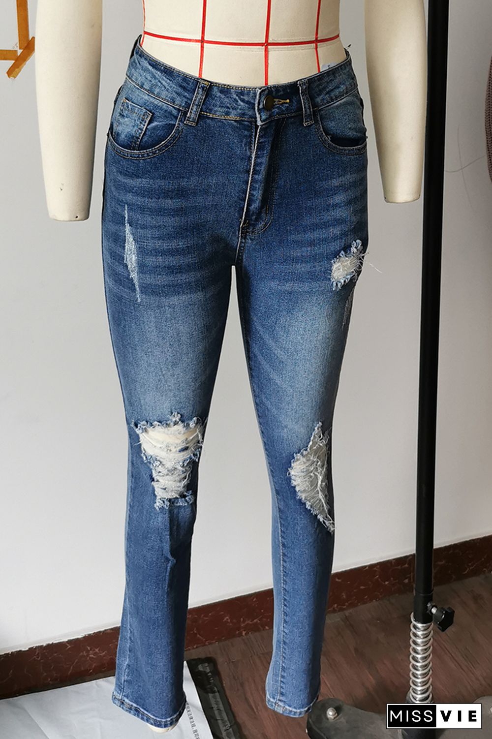 Vintage Ripped Straight Pants Jeans Wholesale