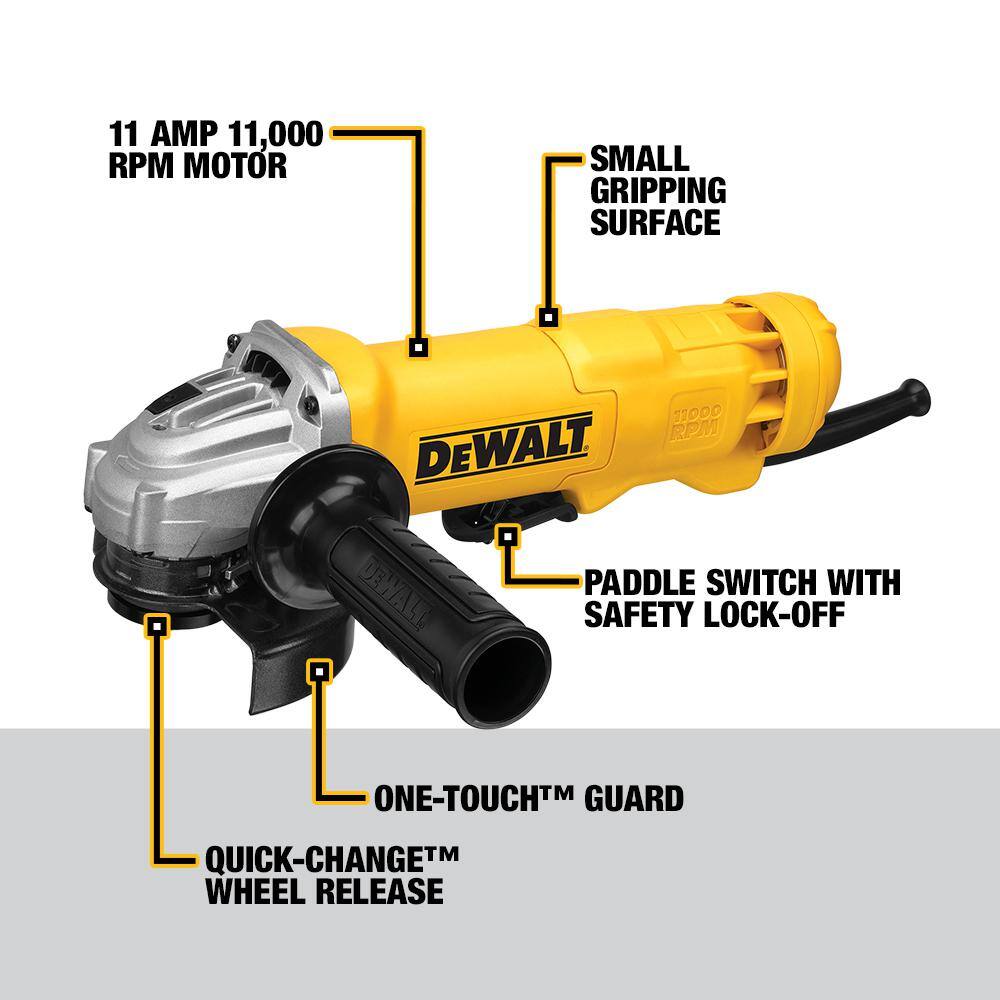 DW 120V 11 Amp Corded 4.5 in. Small Angle Grinder DWE402