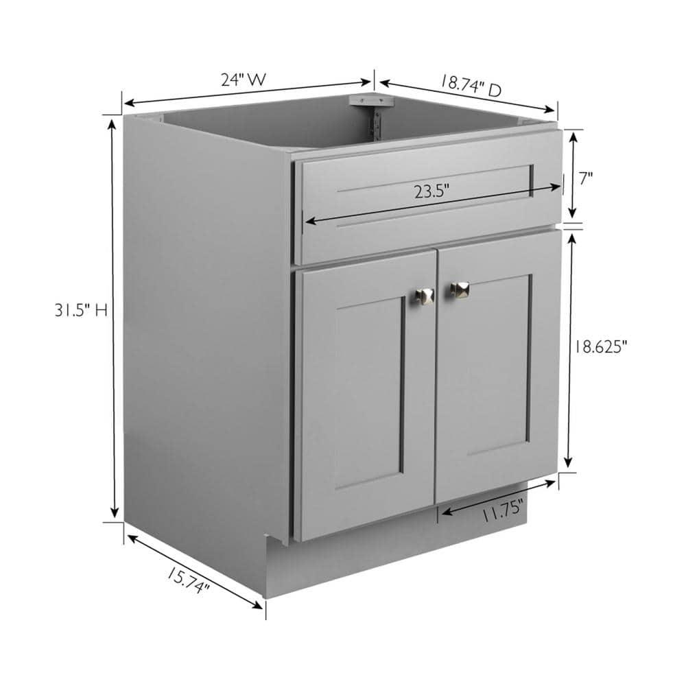 Design House Brookings Plywood 24 in W x 18 in D 2Door Shaker Style Bath Vanity Cabinet Only in Gray