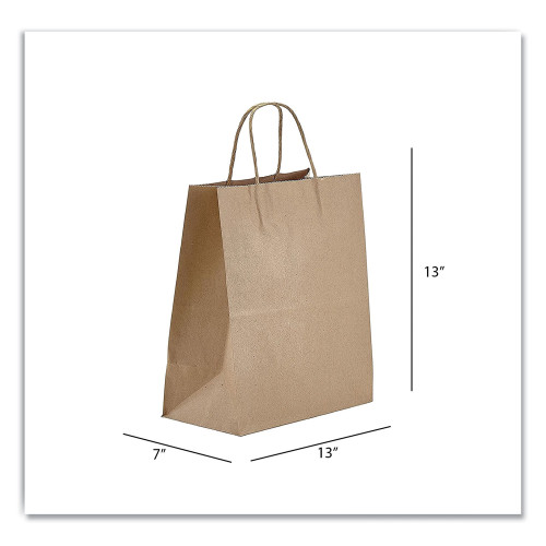 Prime Time Packaging Kraft Paper Bags， Jr. Mart， 13 x 7 x 13， Natural， 250/Carton (NK13713)