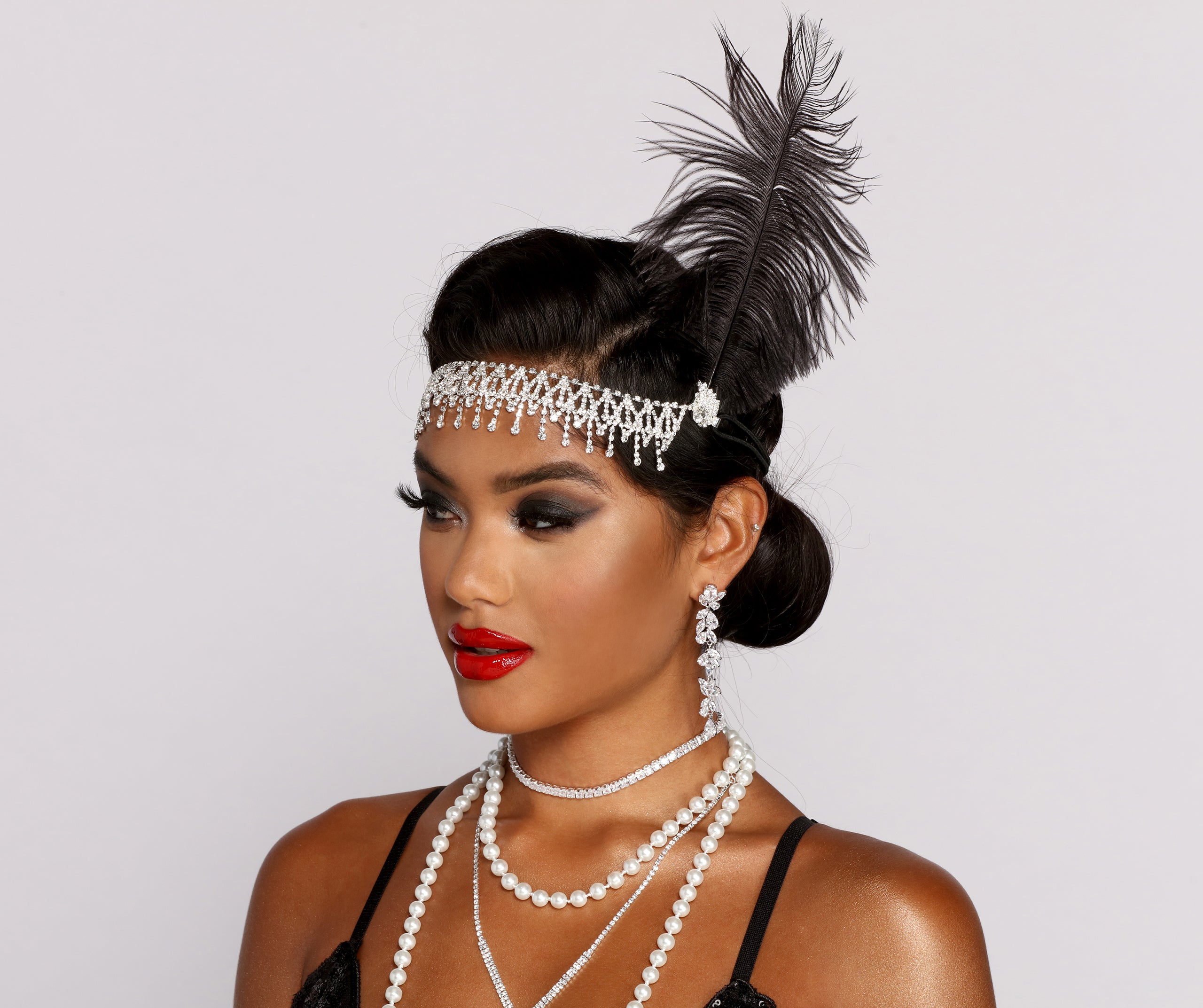 Roaring 20's Cutie Feathered Rhinestone Headband