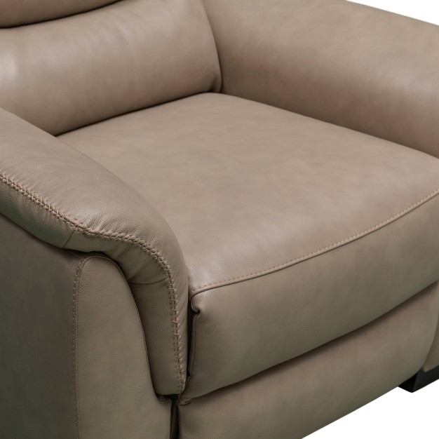 Seymour Top Grain Leather Power Recliner Beige Abbyson Living