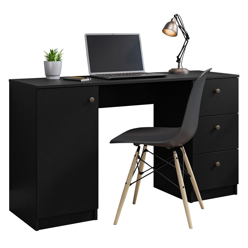 Madesa Modern 53 inch Computer Desk with Drawers and Door  Executive Desk  Wood PC Table  30\