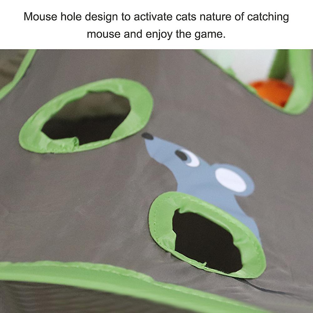 Hide And Seek Mouse Cat Toy 9 Holes Interactive Pet Cat Teaser Trainning With Bell Ball Folding Creative Multicolor