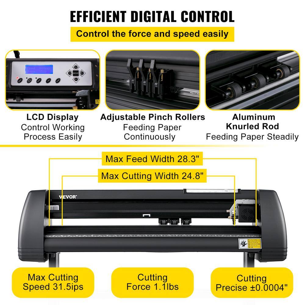 VEVOR Vinyl Cutter 28 in. LCD Display Adjustable Double-Spring Pinch Rollers Sign Cutting Plotter with Signmaster Software KZJR720MM110V7JU1V1