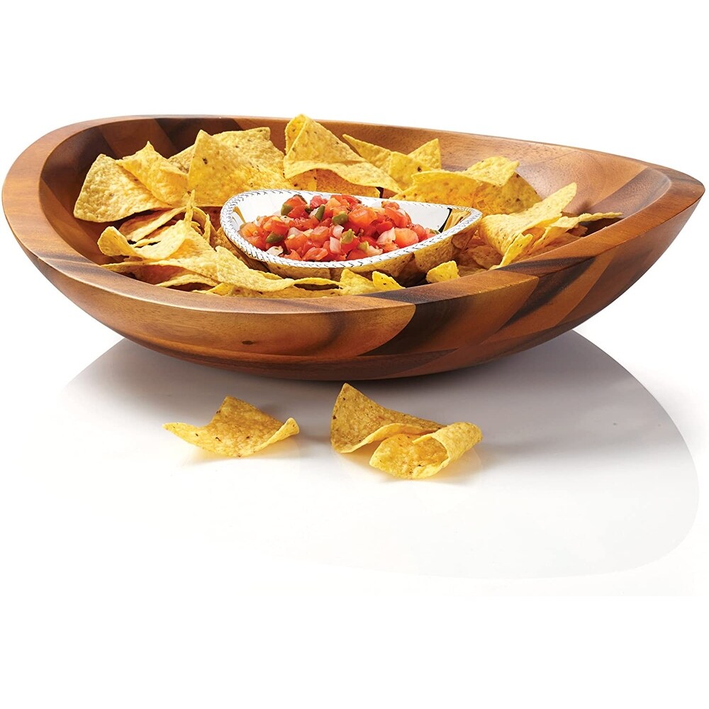 Nambe Braid Chip and Dip Bowl   14.5\