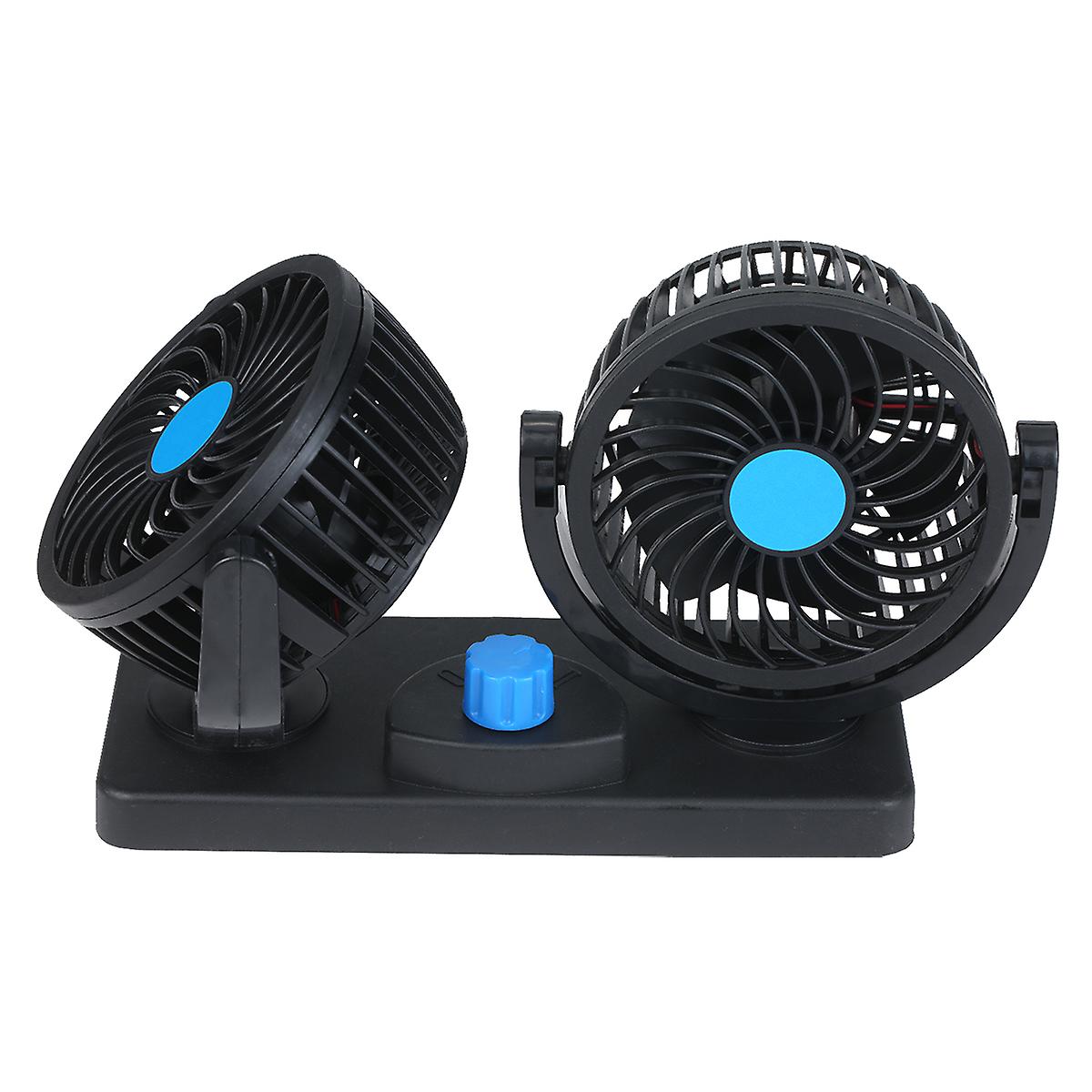 12v Dual-head Usb Fan 360 Degree Rotating Desk Fan 6.5w Powerful Air Circulator Fan With 2 Speed Settings 3.28ft Usb Cord For Car Truck Office Bedroom