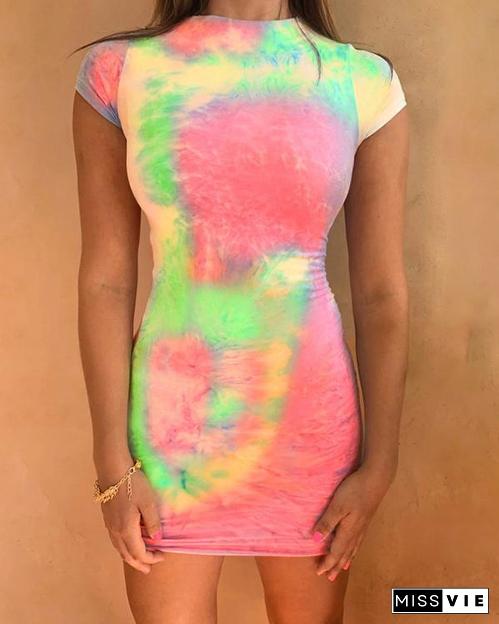 Sexy Tie Dye Print Bodycon Dress