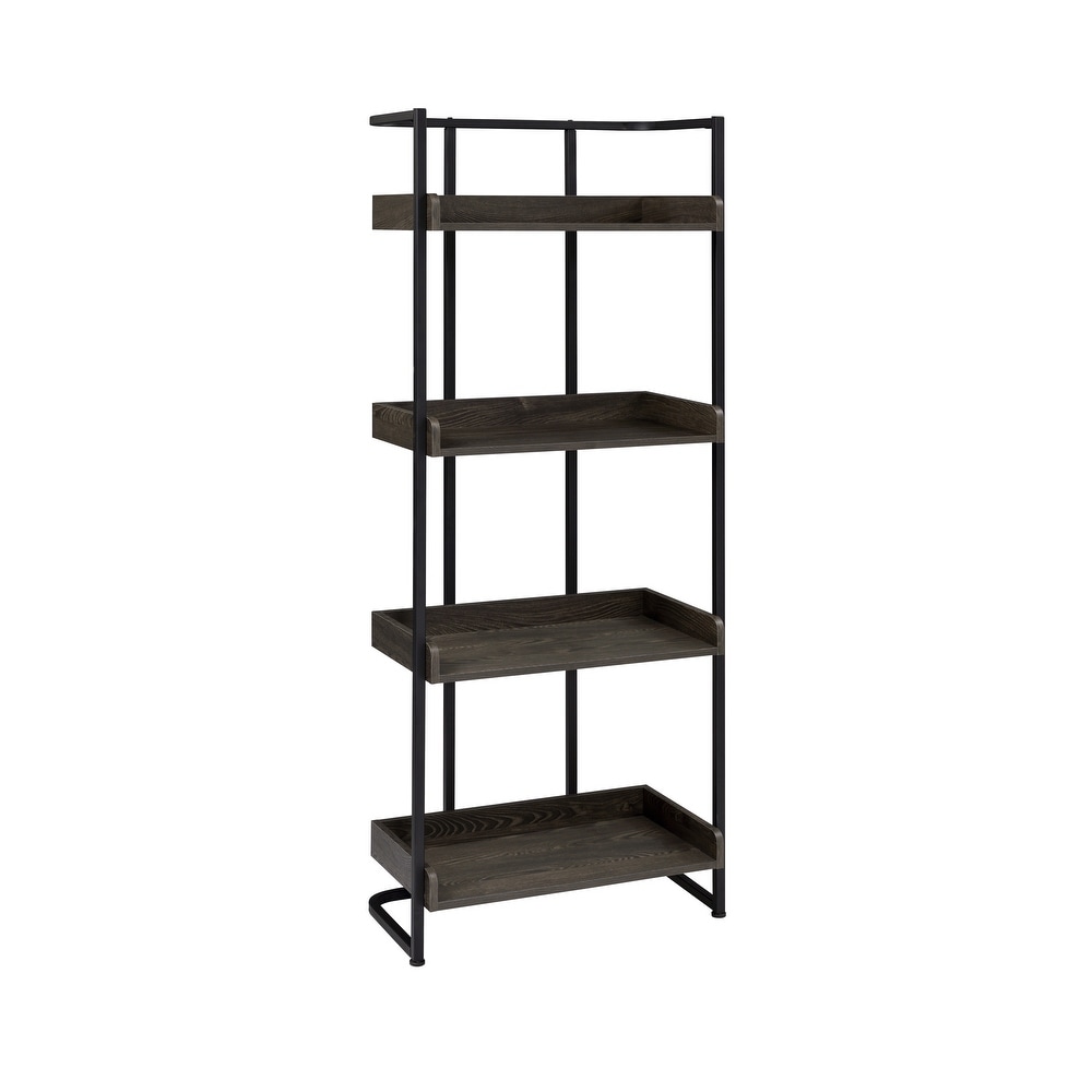 Coaster Furniture Ember Dark Oak and Sandy Black 4 shelf Bookcase