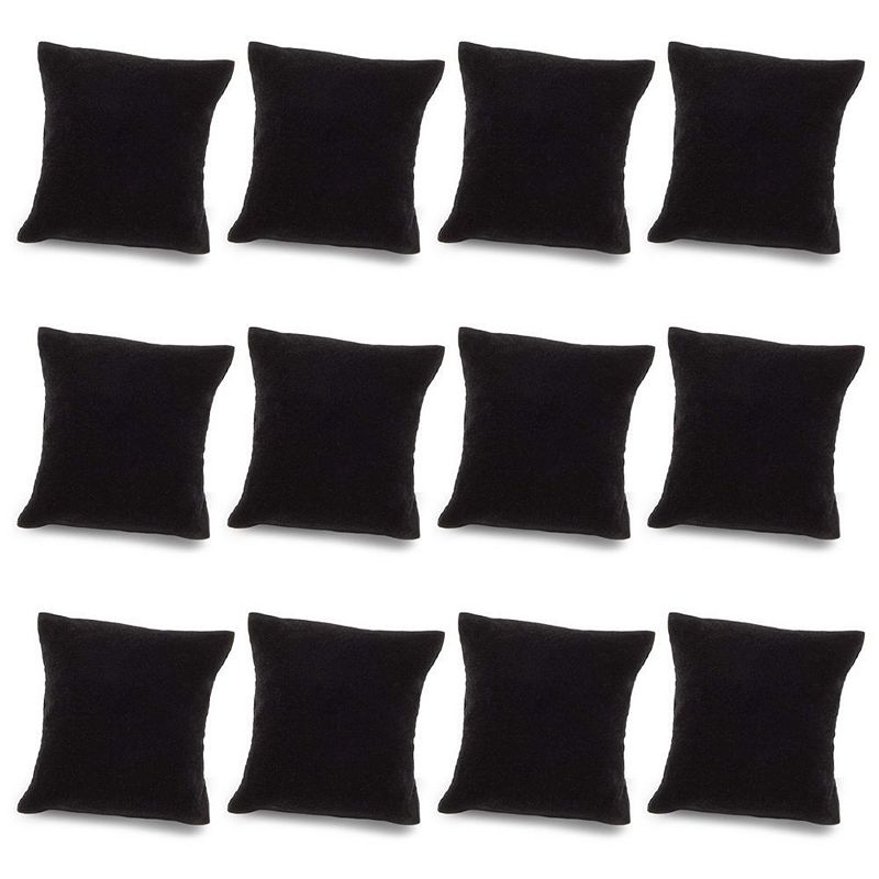 Juvale Bracelet Pillow Display 12-Pack Velvet Jewelry Display Pillow 3 x 3 inches - Black