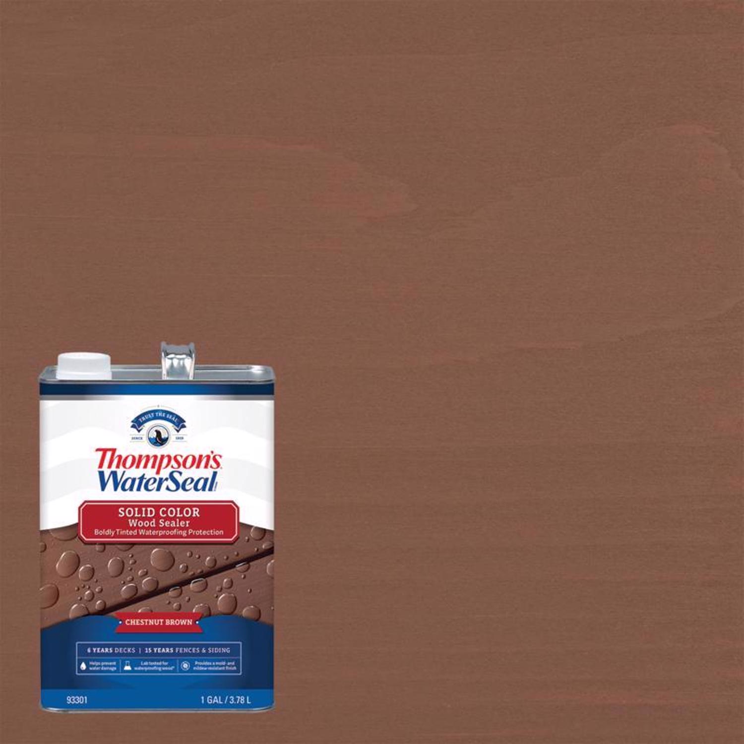 Thompson\u0027s WaterSeal Wood Sealer Solid Chestnut Brown Waterproofing Wood Stain and Sealer 1 gal