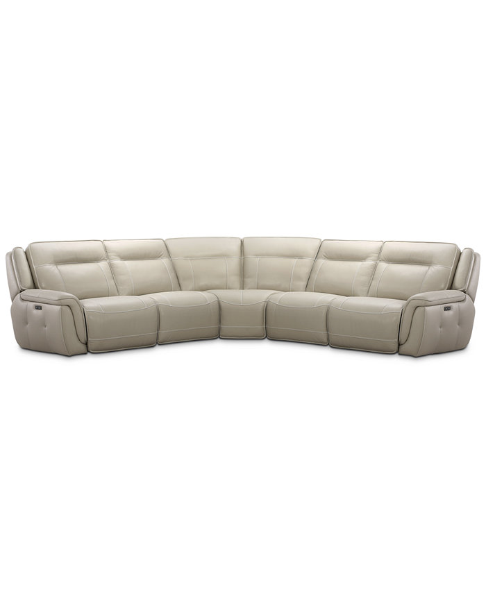 Furniture Lenardo 5-Pc. Leather Sectional with 2 Power Motion Recliners