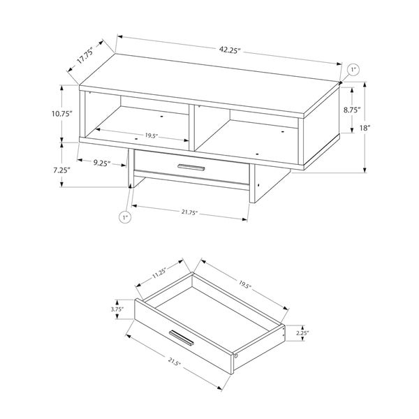 Coffee Table， Accent， Cocktail， Rectangular， Storage， Living Room， 42