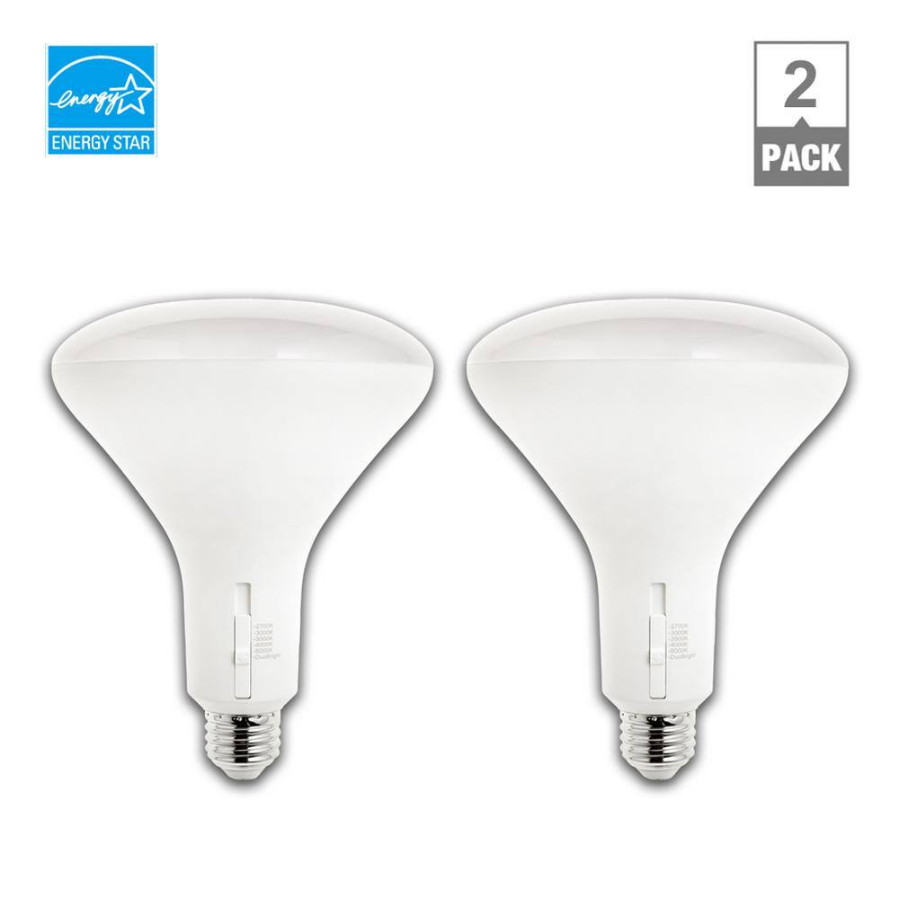 EcoSmart 65-Watt Equivalent BR30 CEC Dimmable LED Light Bulb with Selectable Color Temperature Plus DuoBright (2-Pack) A20BR3065WTES02