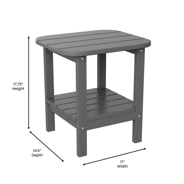 Emma And Oliver Two Tier Polyresin Adirondack Side Table All weather For Indoor outdoor Use