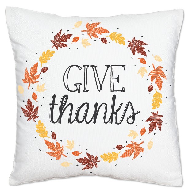 Big Dot Of Happiness Give Thanks Thanksgiving Party Home Decorative Canvas Cushion Case Throw Pillow Cover 16 X 16 Inches