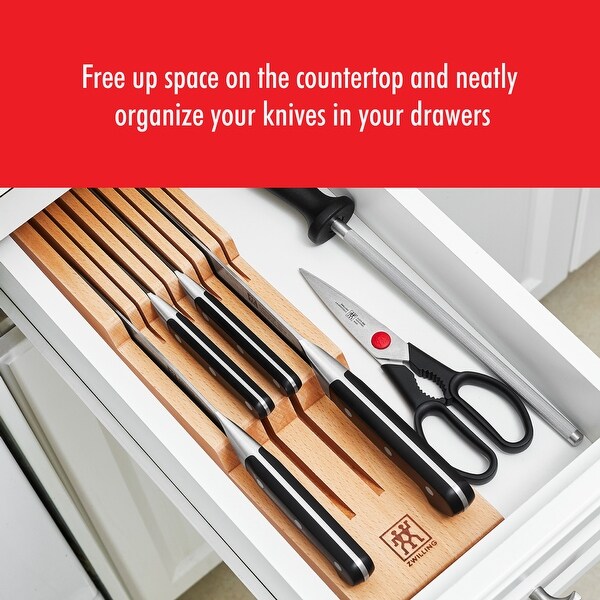 ZWILLING Pro 7-pc Knife Block Set with In-Drawer Knife Tray - Natural