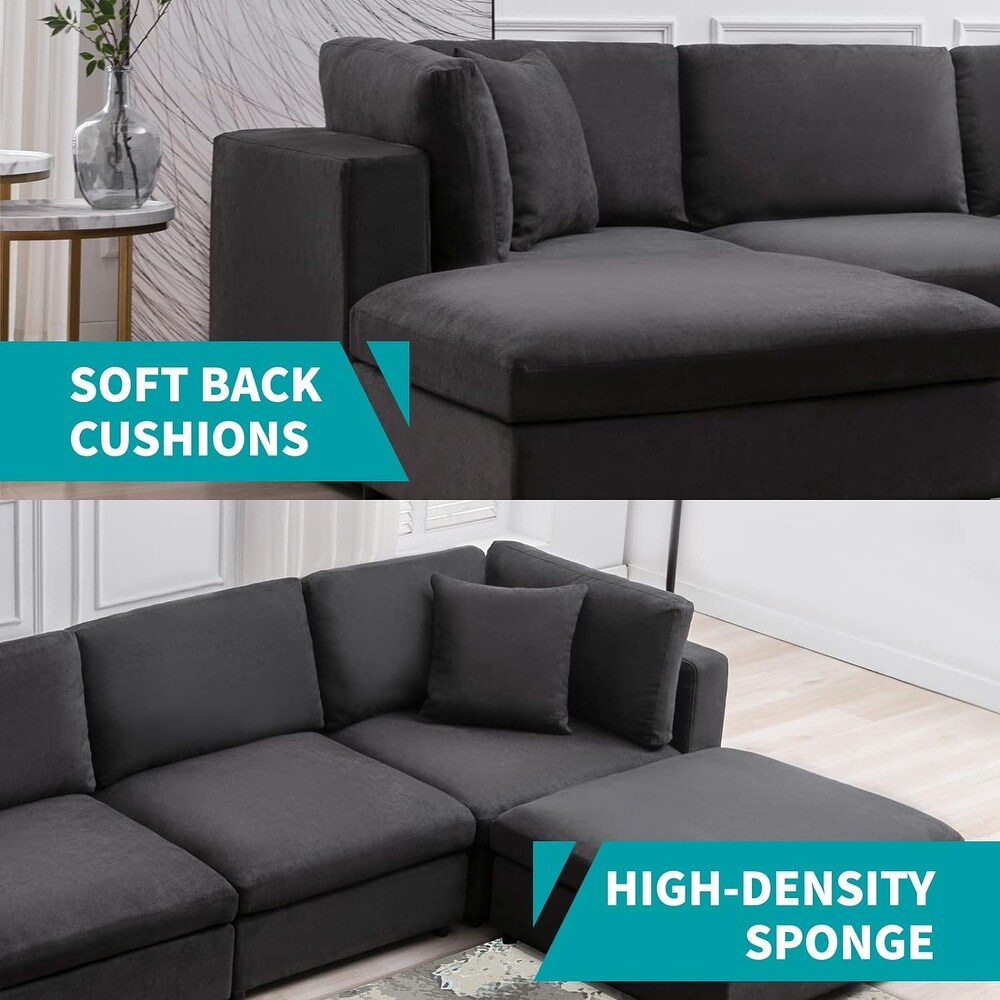 Mixoy Modern Convertible Sectional Sofa L/U Shaped Corner Sleeper Sofa Couch Modular Sectional Couches