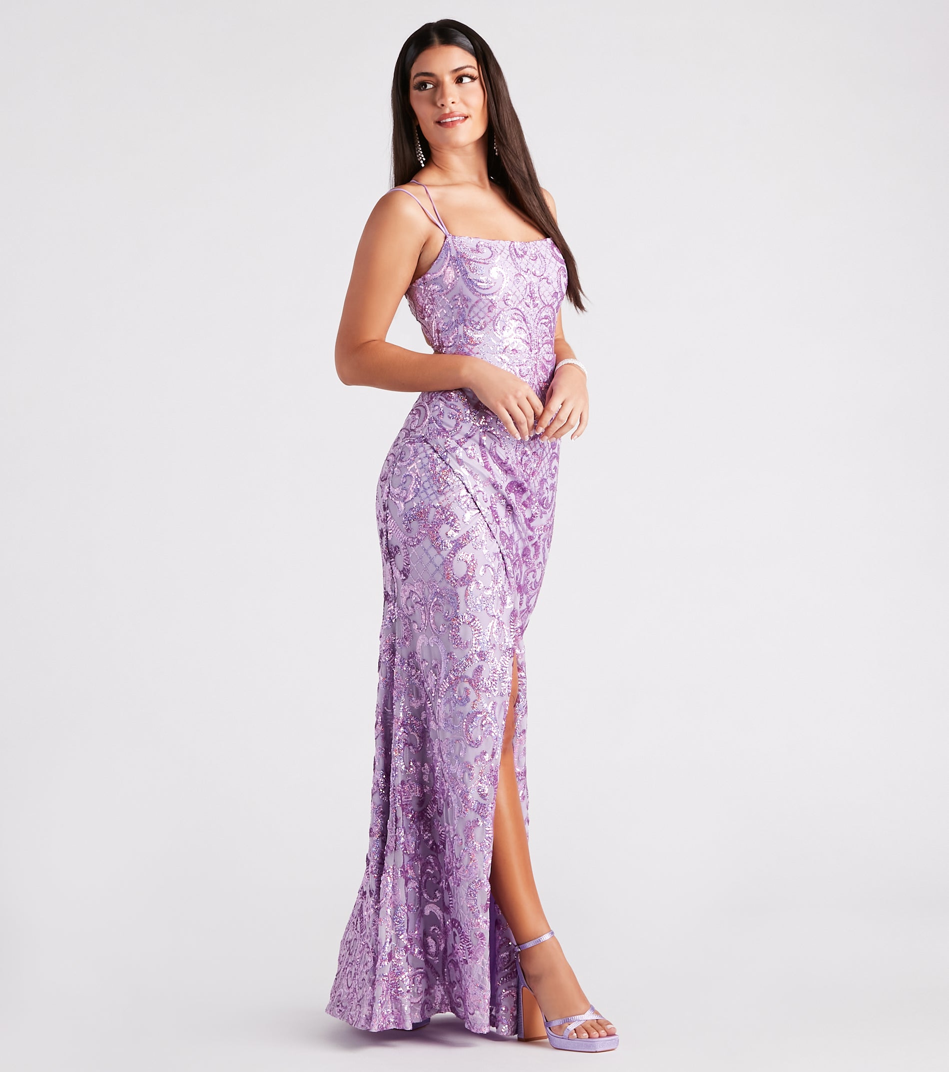 Violet Formal Glitter Sequin Mermaid Dress