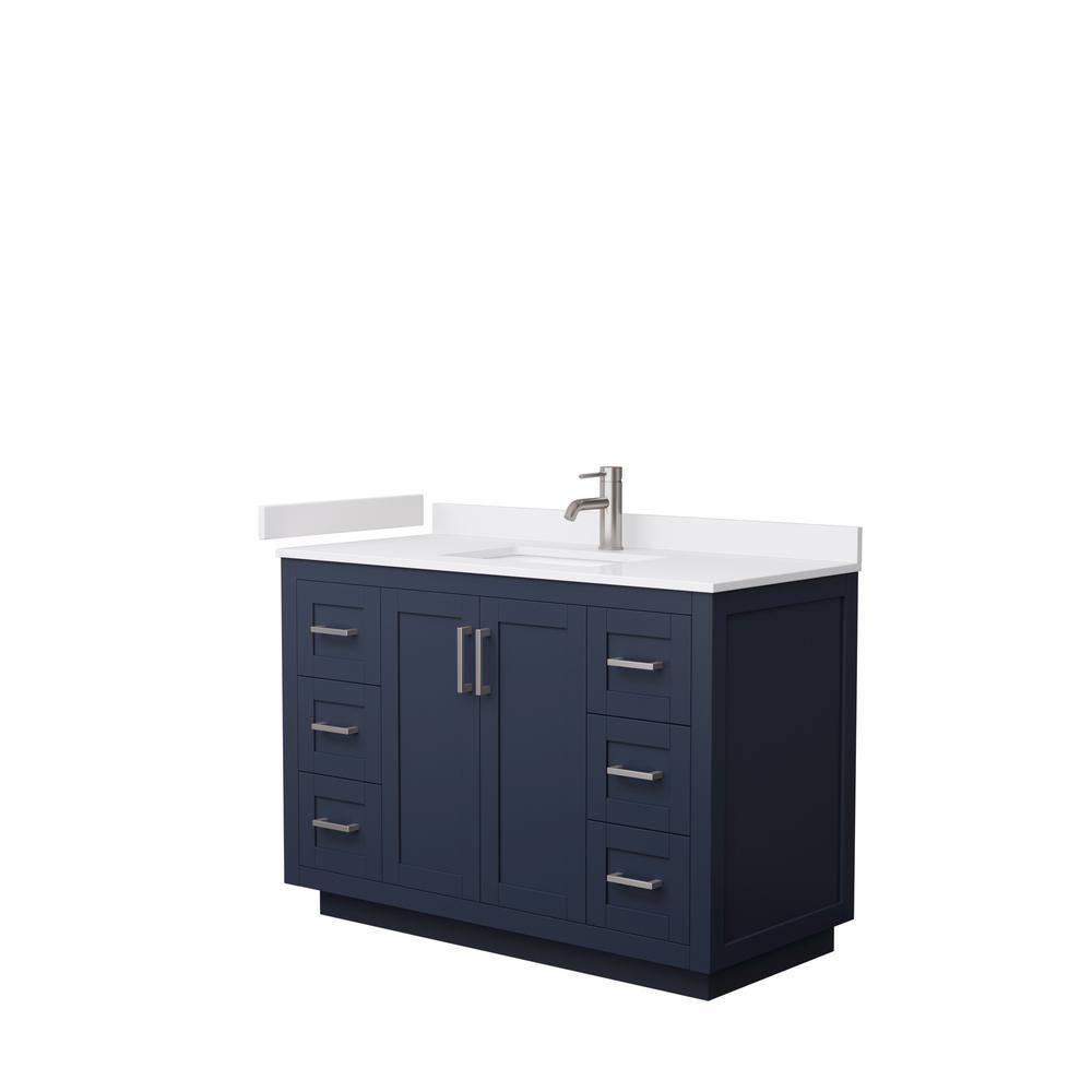 Wyndham Collection Miranda 48 in. W x 22 in. D x 33.75 in. H Single Sink Bath Vanity in Dark Blue with White Cultured Marble Top WCF292948SBNWCUNSMXX