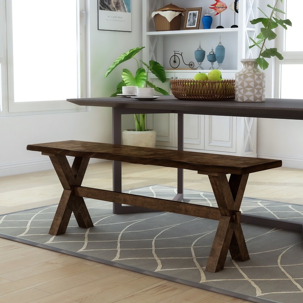 Carbon Loft Maddock Rustic 54 inch Live Edge Dining Bench