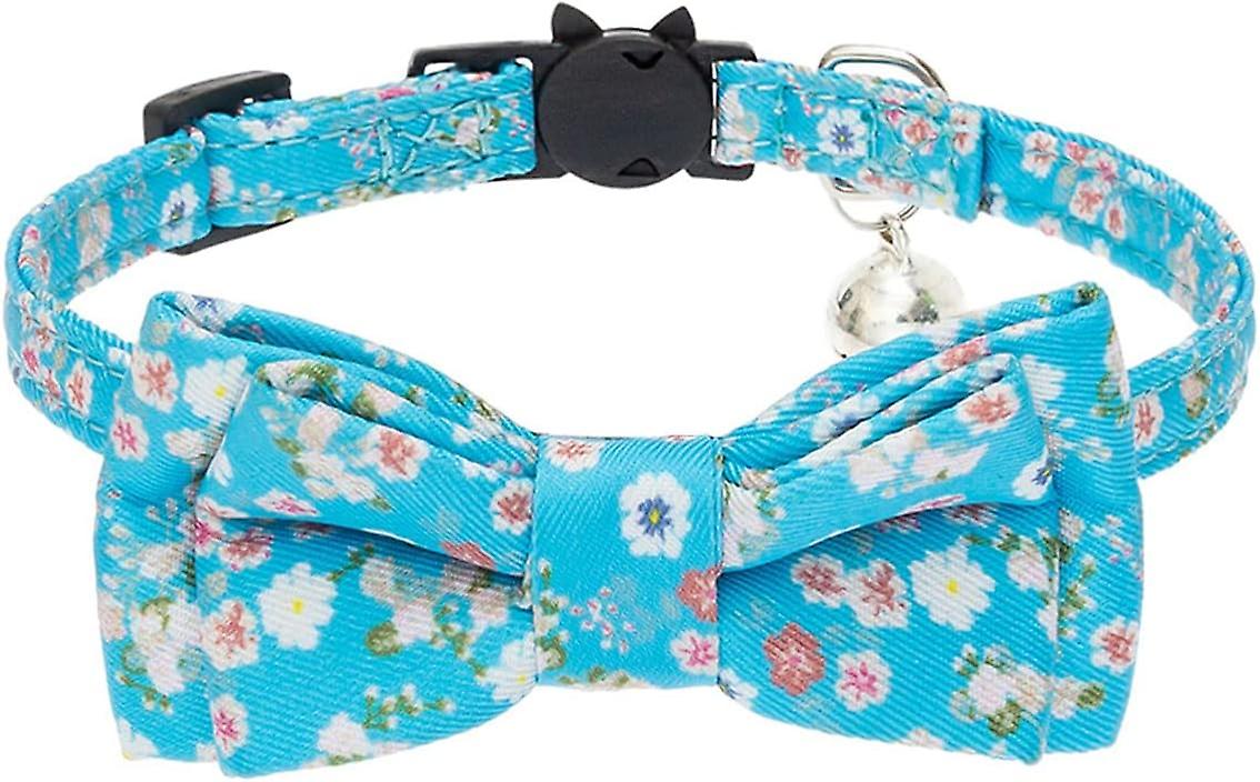 Breakaway Cat Collar With Bow Tie And Bell， Safety Adjustable Cat Collars Accessories For Pet Collars， Adjustable For Cats And Small Dogs(blue) Blue -