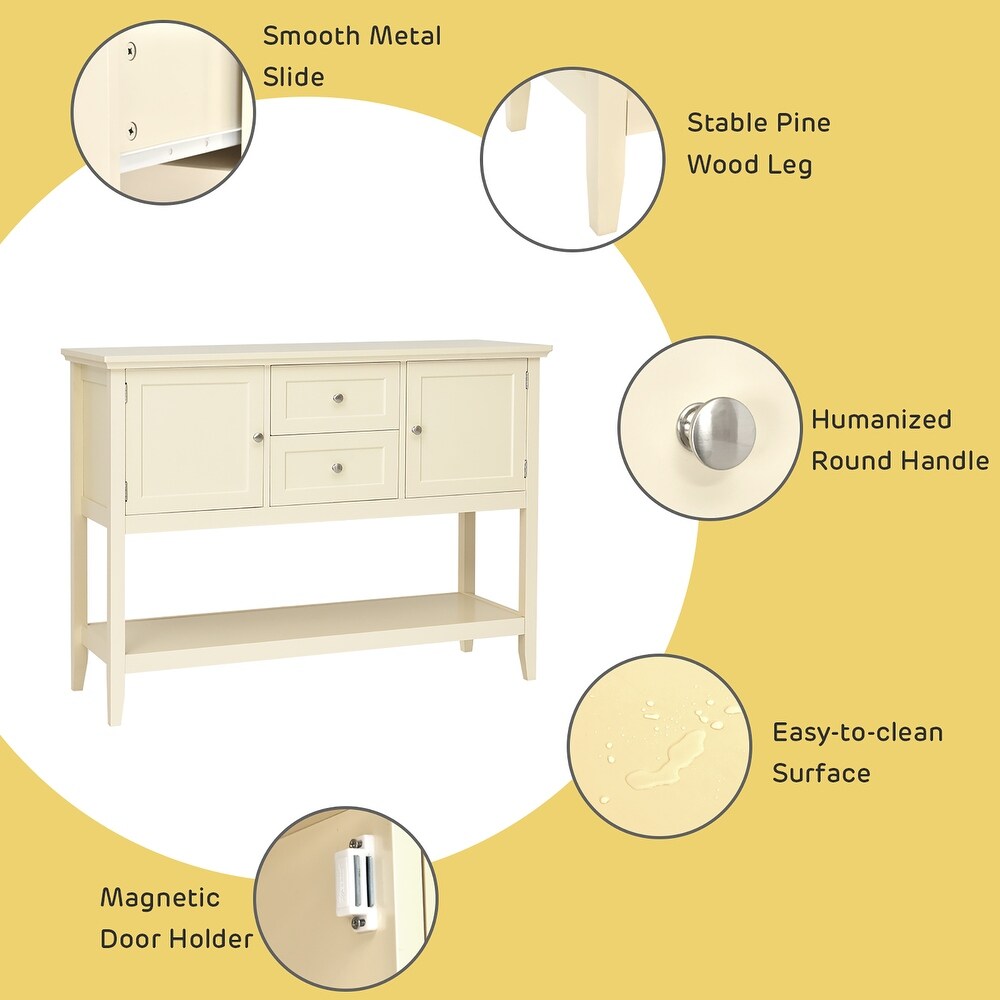 Costway Sideboard Buffet Table Wooden Console Table w/ Drawers