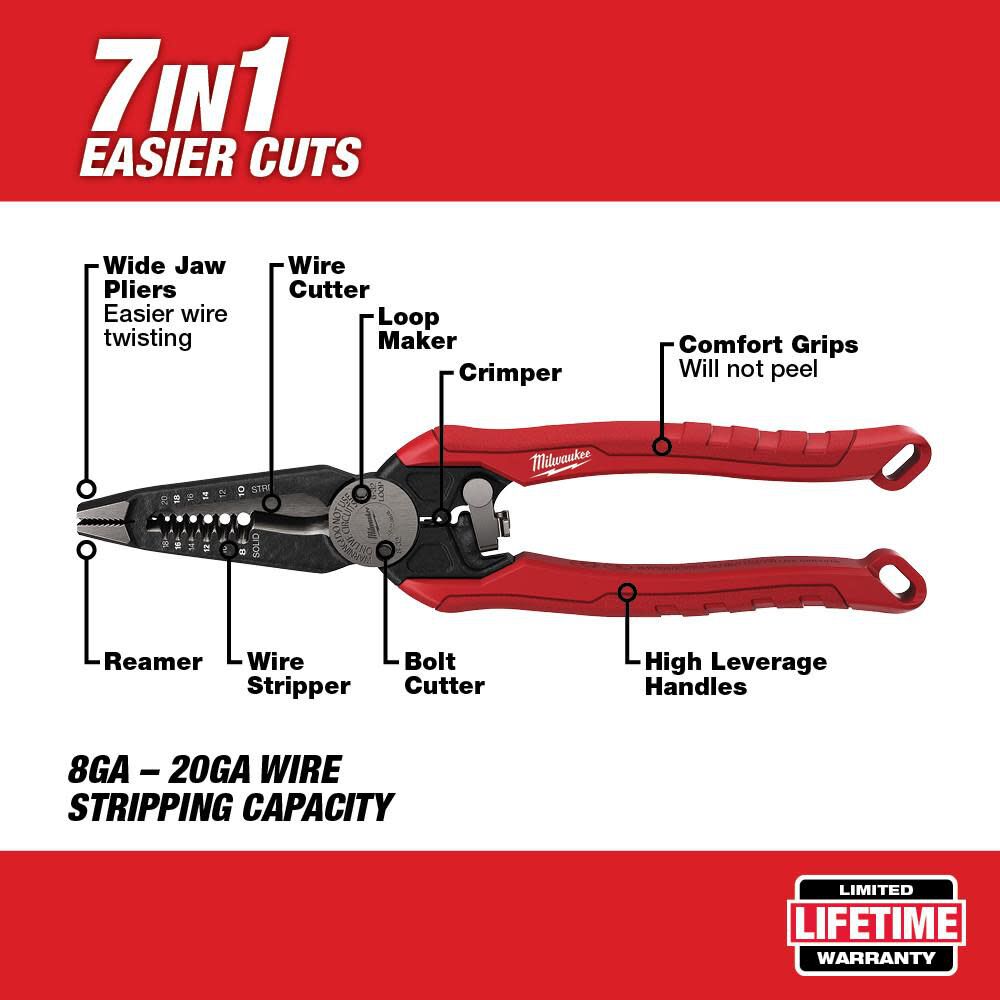 MW 7IN1 High-Leverage Combination Pliers 48-22-3078 from MW