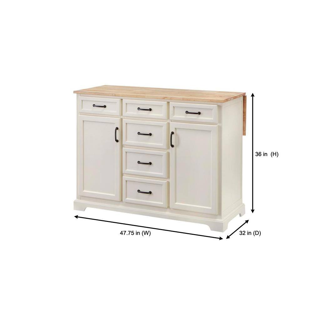 Home Decorators Collection Ivory Kitchen Island with Natural Butcher Block Top SK19304Er1-V