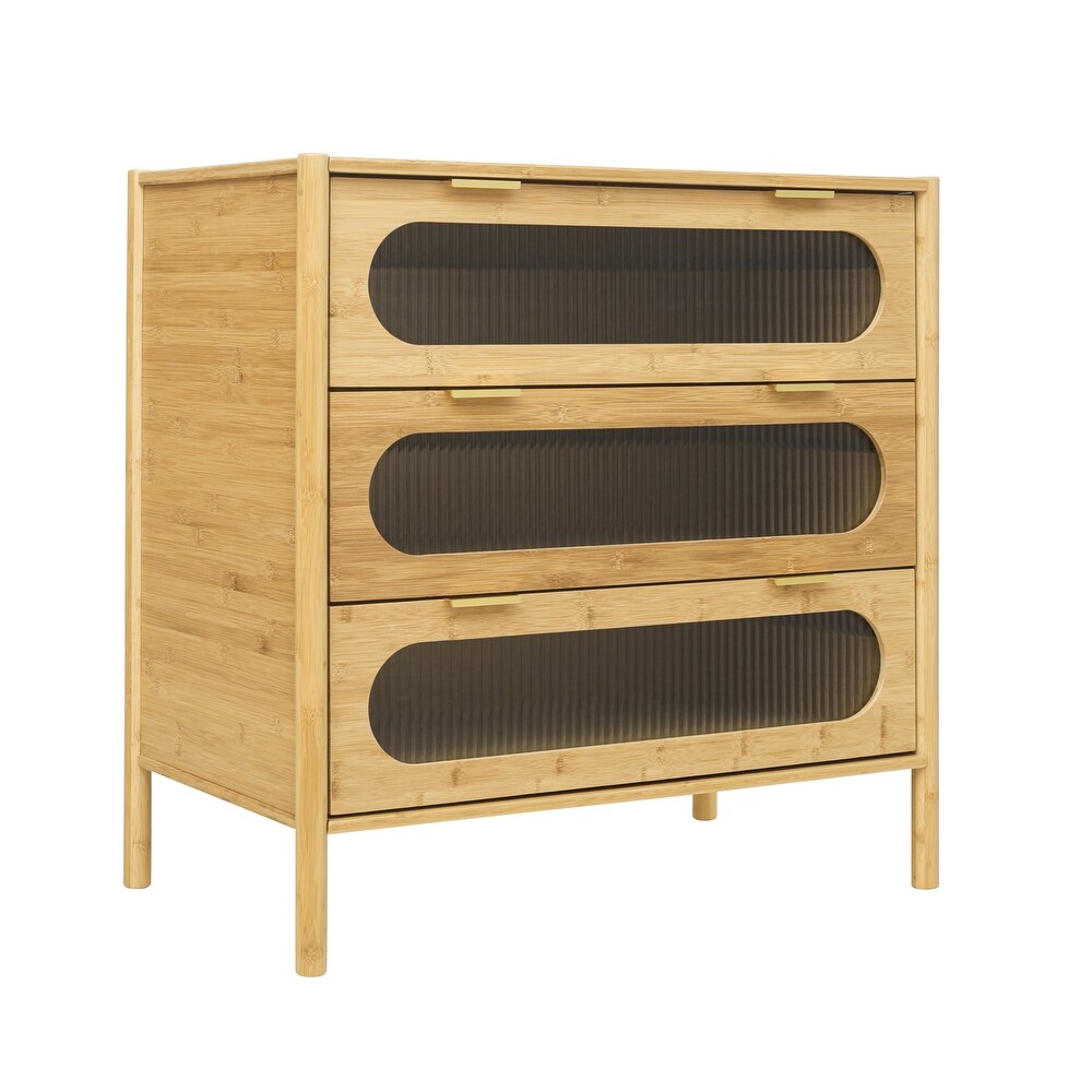 Bamboo 3 Drawer Cabinet  Buffet Sideboard Storage Cabinet