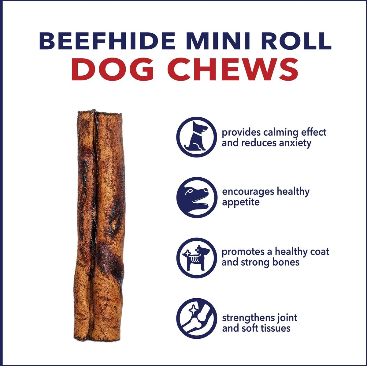 Pet Factory Beefhide 3 to 3.5-inch Mini Rolls Beef Flavored Dog Hard Chews， 35 count