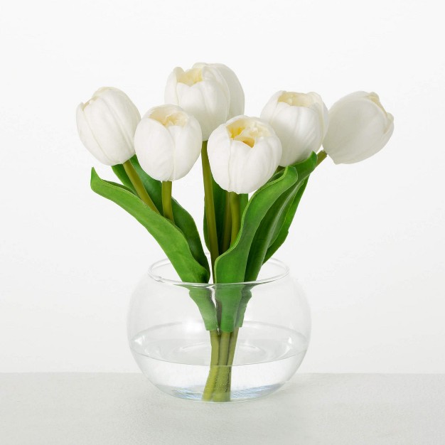 Sullivans Artificial White Tulip Arrangement 8.5