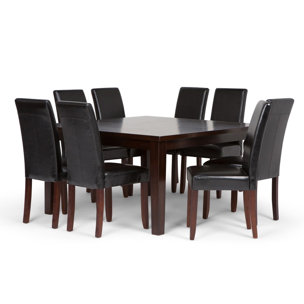 WYNDENHALL Normandy Transitional 9 Pc Dining Set with 8 Upholstered Parson Chairs and 54\