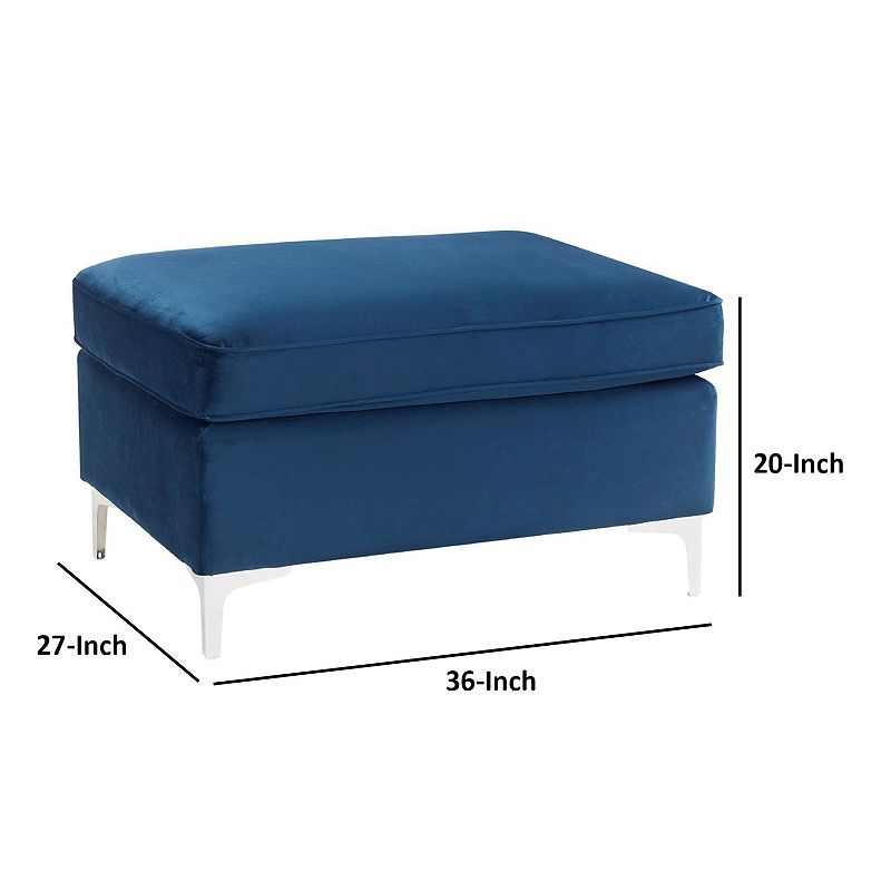 Ottoman with Removable Cushion Seat and Sleek Legs， Blue