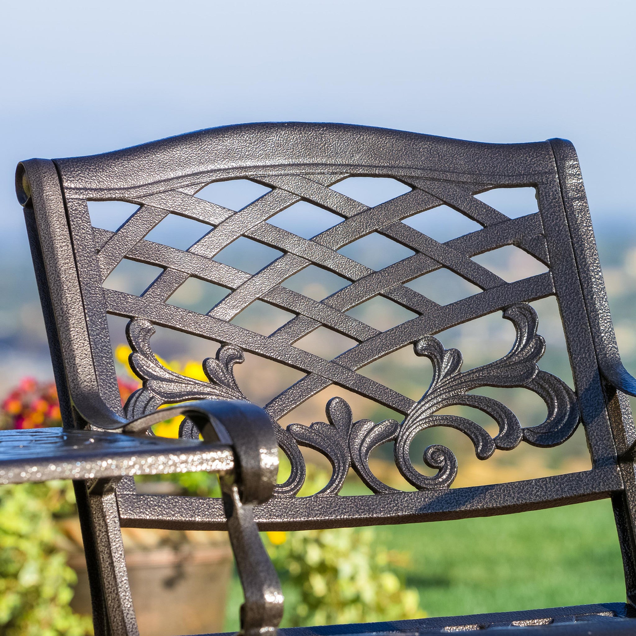 Prague Outdoor Cast Aluminum 2-Seater Set