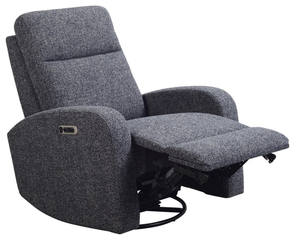 Bowery Hill Contemporary Fabric Recliner with Integrated USB Charger in Blue   Contemporary   Recliner Chairs   by Homesquare  Houzz