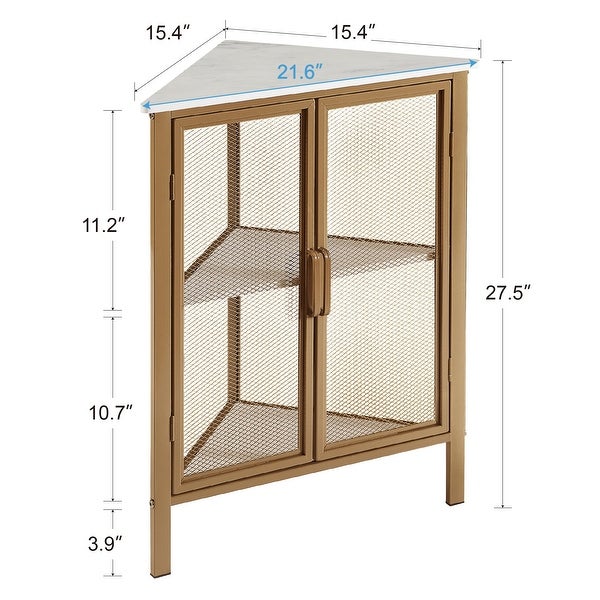 Industrial Triangle Corner Table with Dual Door and 3-tier Shelf Storage Cabinet