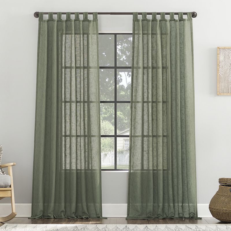 Archaeo Burlap Weave Linen Blend Tab Top Single Curtain Panel