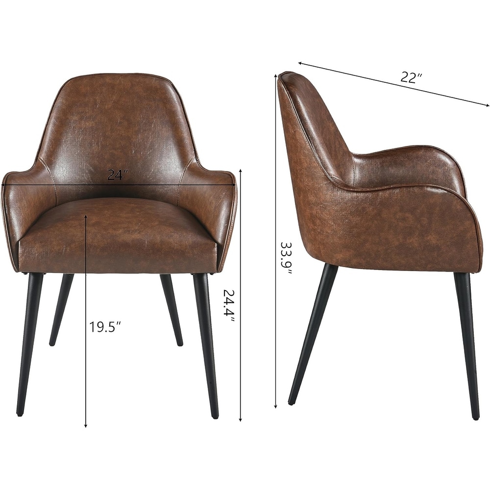 Leather Dining Chair with Arms