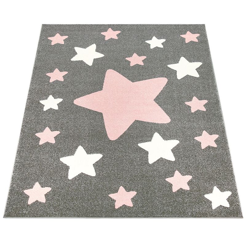 Kids Rug for Nursery with Stars in Pastel Colors