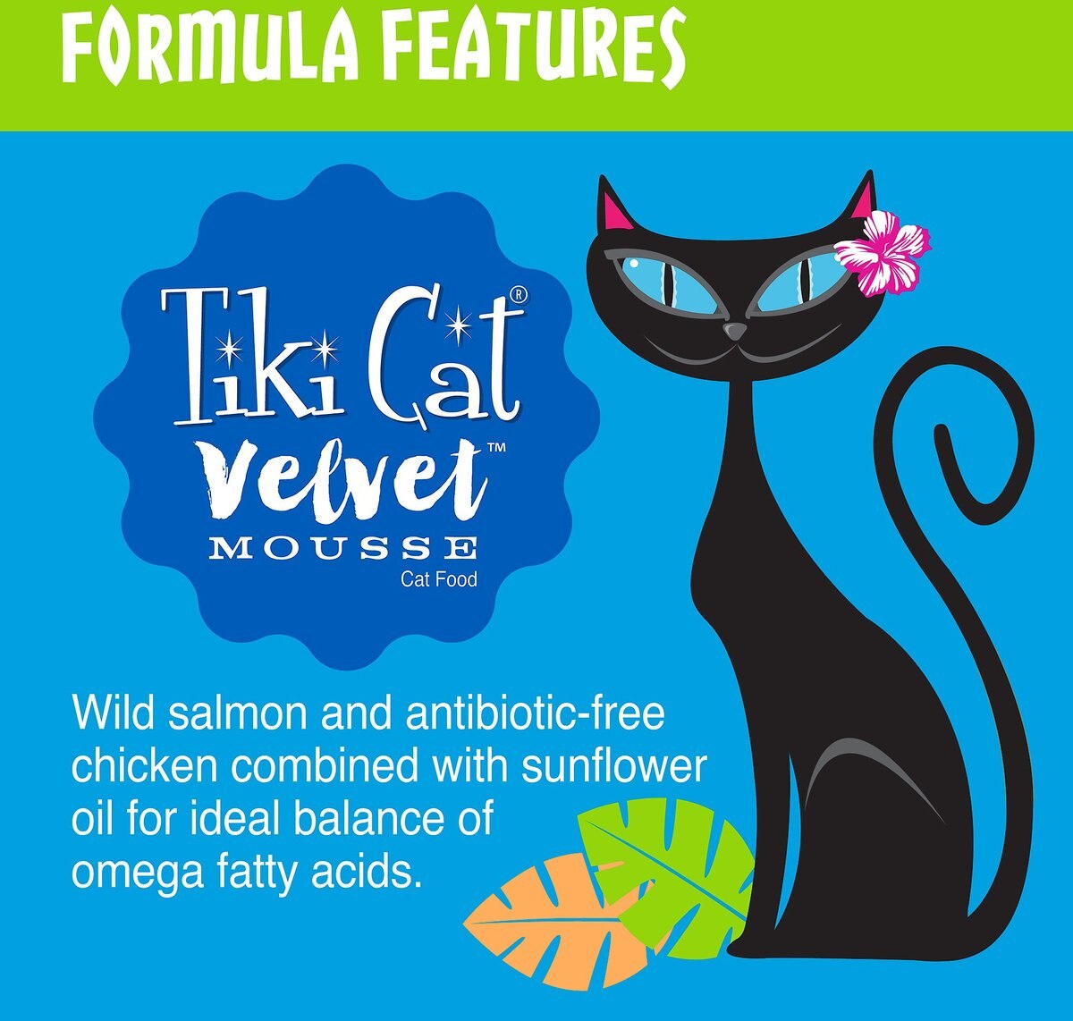 Tiki Cat Velvet Mousse Chicken and Salmon Grain-Free Wet Cat Food， 2.8-oz pouch， case of 12