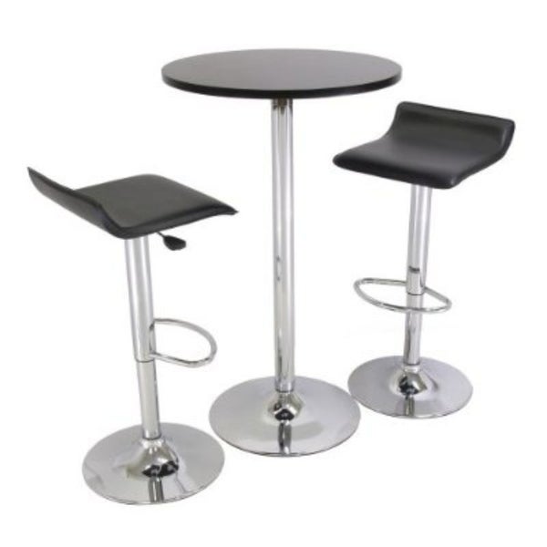 Set of 2 Modern Air-Lift Adjustable Bar Stools with Black Seat - 15.1