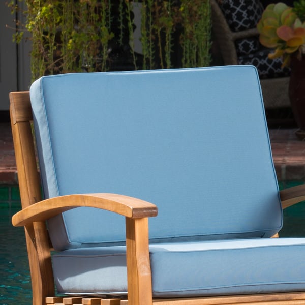 Peyton Outdoor Cushioned Wood Club Chairs (Set of 2) by Christopher Knight Home