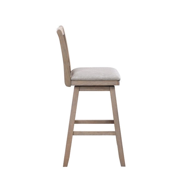 Wooden Linen Swivel Bar Counter Stool