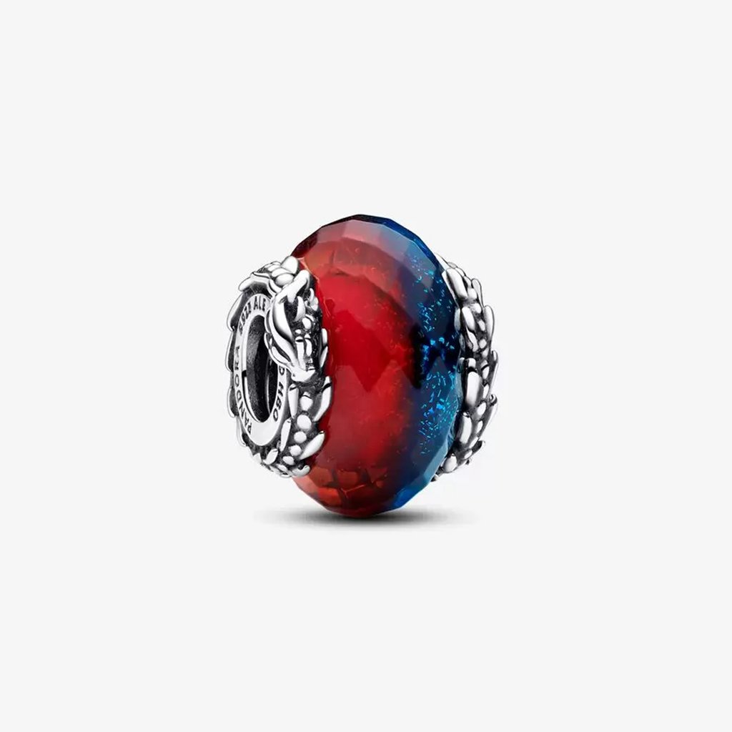 PANDORA  Game of Thrones Ice & Fire Dragons Dual Murano Glass Charm in Sterling Silver