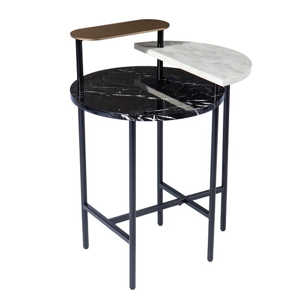 SEI Furniture Aasen Contemporary Black Stone Side Table