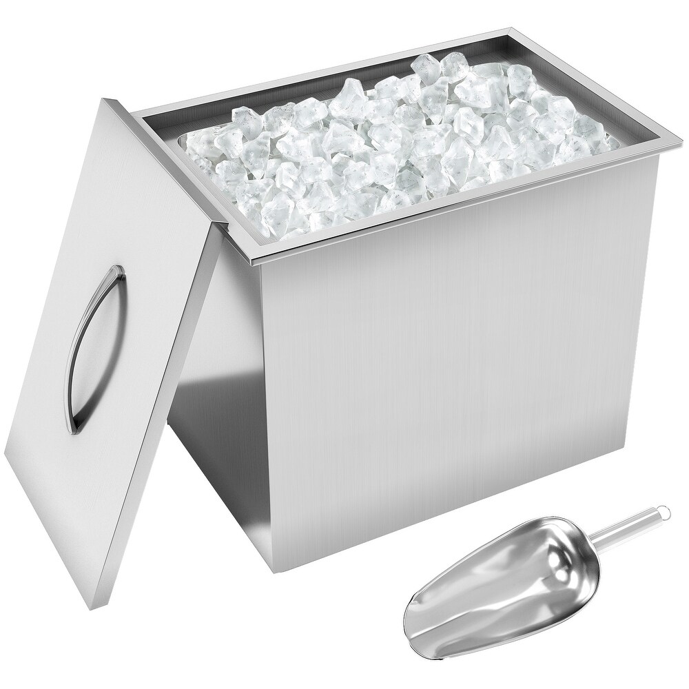 Moasis 31.7/49.7 Qt Drop in Ice Chest Stainless Steel Ice Cooler with Sliding Cover Drop in Ice Bin