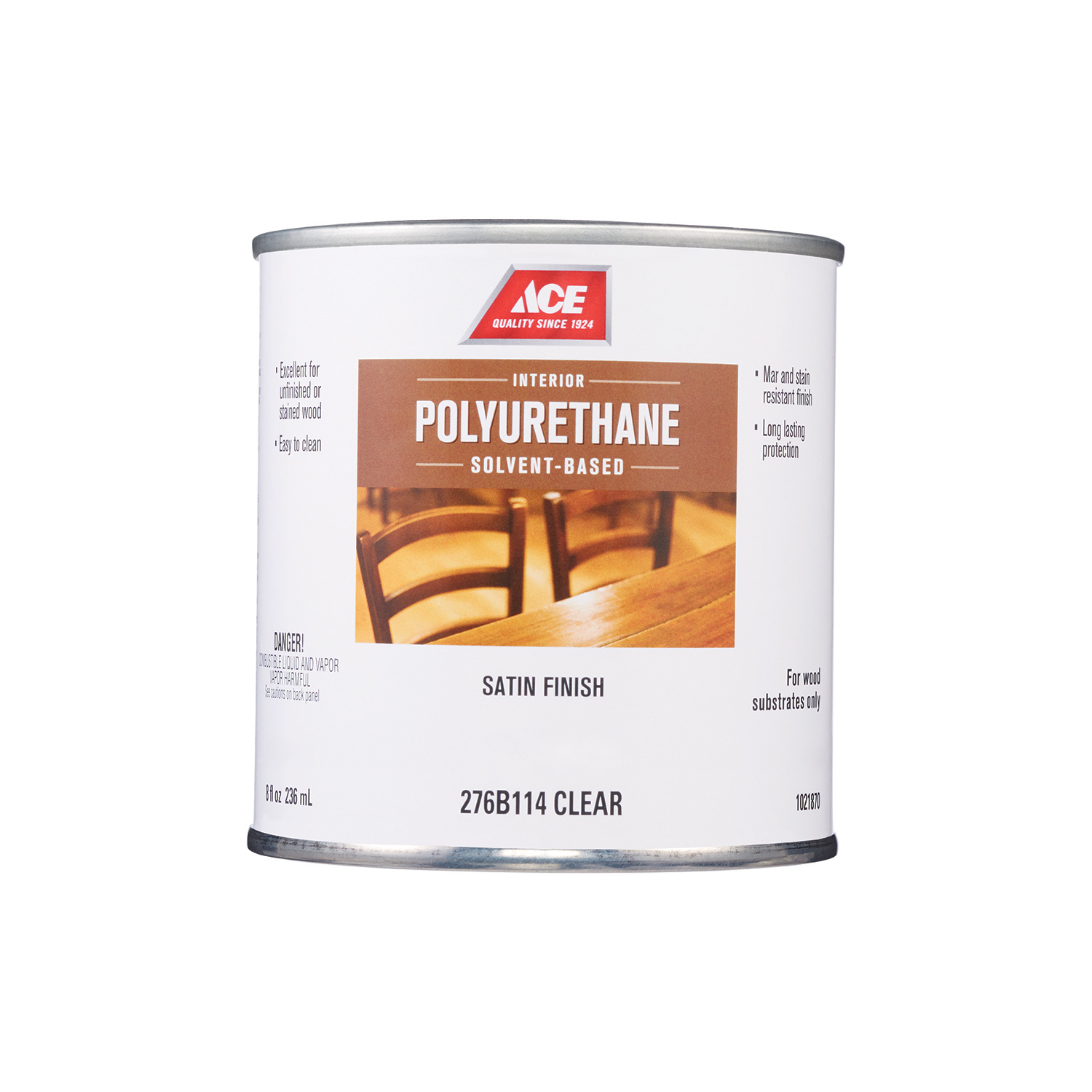 Ace Satin Clear Solvent-Based Polyurethane Wood Finish 0.5 pt